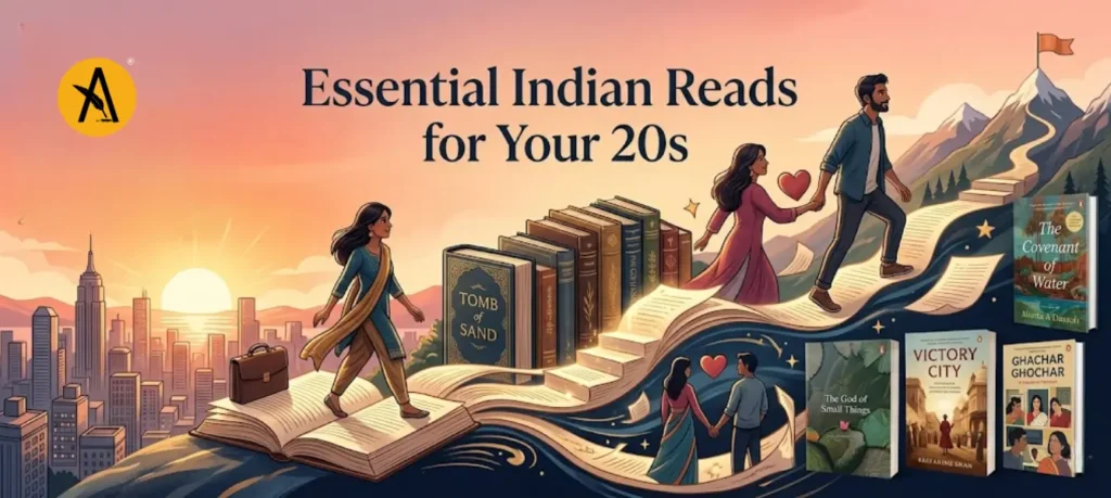 Collection of best Indian books to read in your 20s including fiction, self-help, and coming-of-age books about purpose, career, and identity