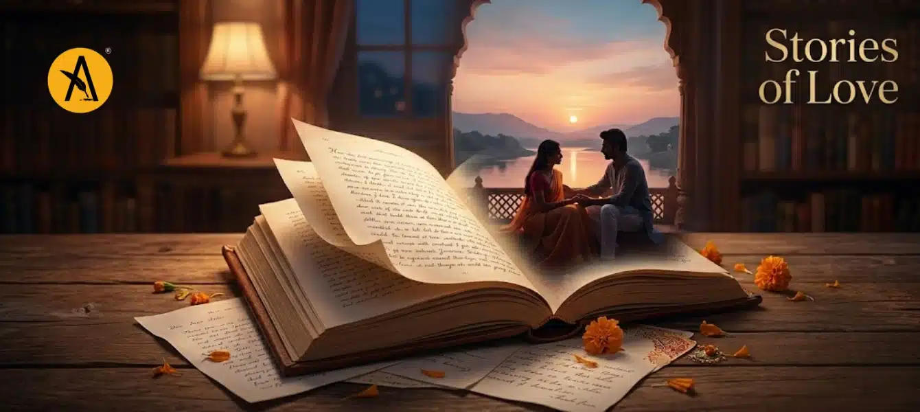 Stack of best romance novels by Indian authors featuring emotional love stories, contemporary romance, and popular Indian love story books