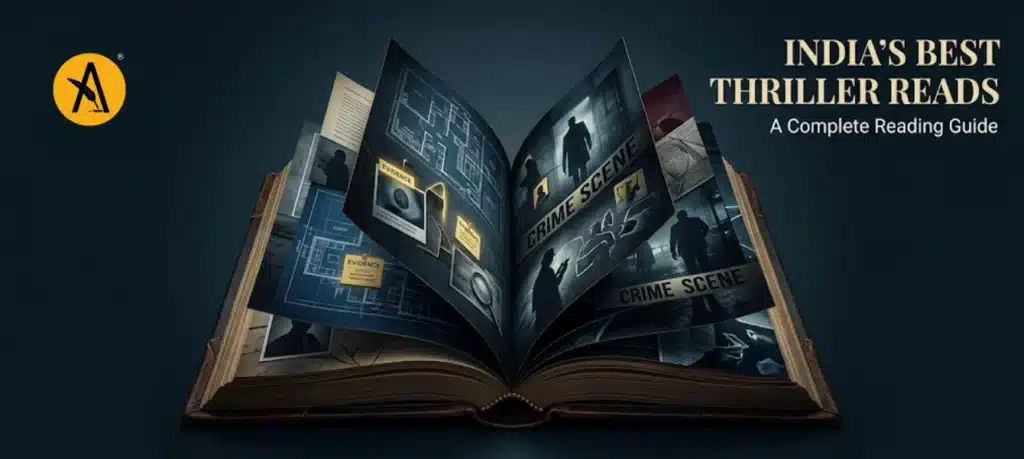 Collection of best thriller books by Indian authors including crime fiction, psychological thrillers, spy novels, and Mumbai underworld stories