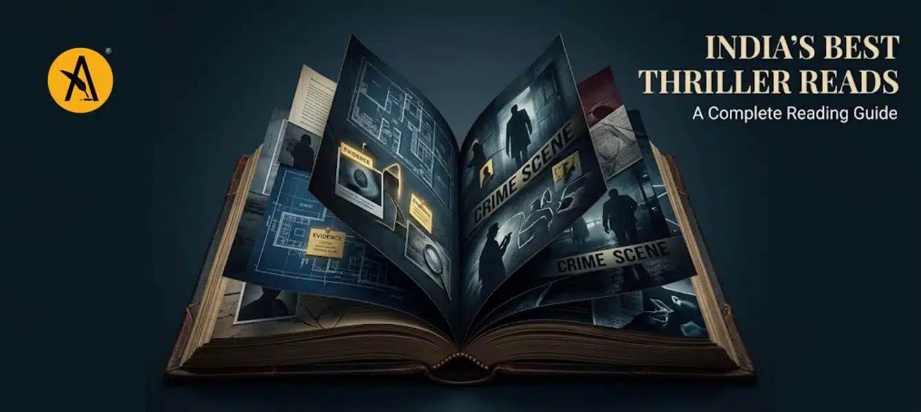 Collection of best thriller books by Indian authors including crime fiction, psychological thrillers, spy novels, and Mumbai underworld stories
