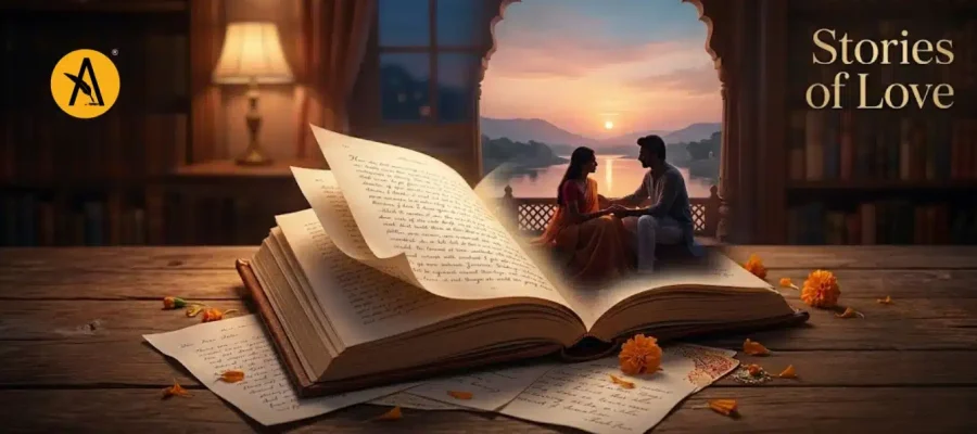 Stack of best romance novels by Indian authors featuring emotional love stories, contemporary romance, and popular Indian love story books
